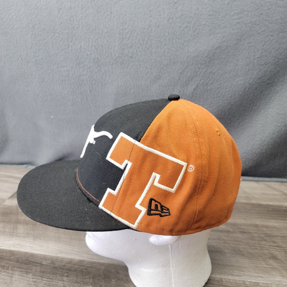 Texas Longhorns Hat Cap Fitted Mens 7 1/2 Black Orange NCAA Football New Era - Picture 2 of 6